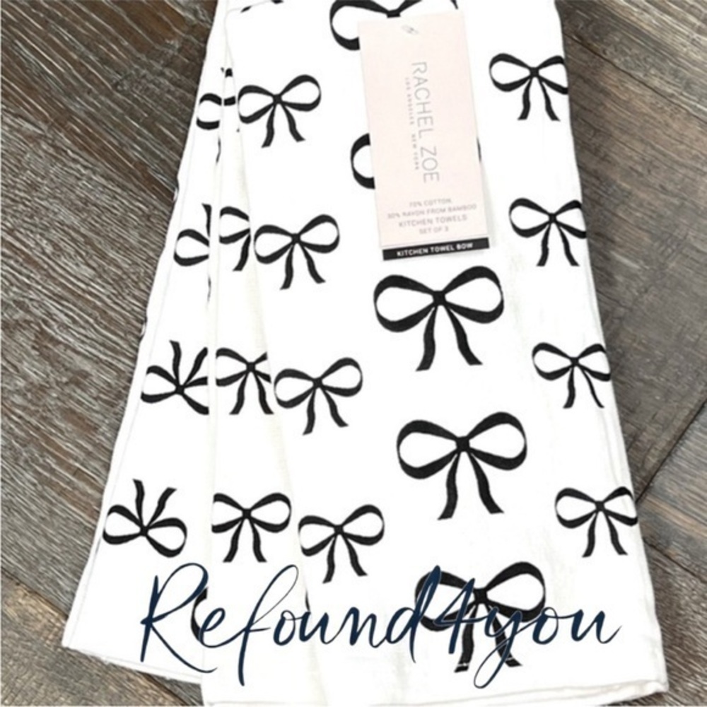 Rachel Zoe - ‘Bows’ Dish Towels (4). NWT. Firm!